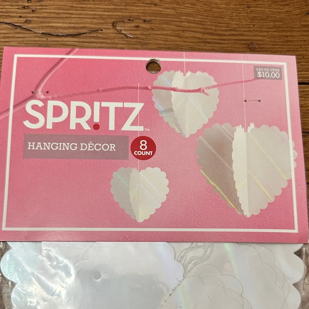 Spritz Iridescent White Heart Hanging Décor